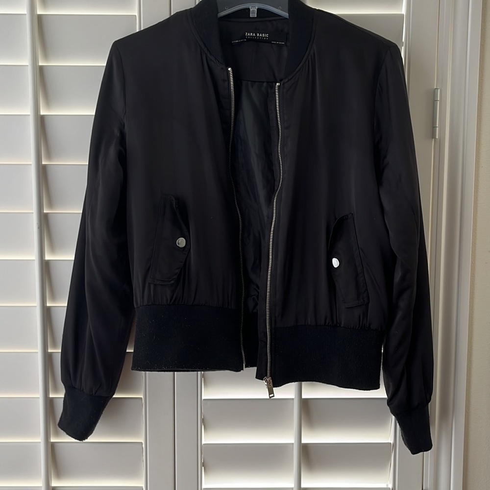 Zara Basic Collection Crop Bomber jacket Size S - image 2